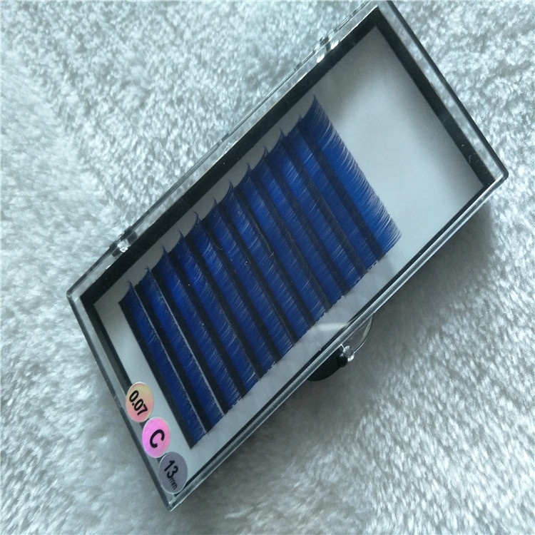 Chinese Lashes Distributor Wholesale Color Flat individual eyelashes with Deep Blue 